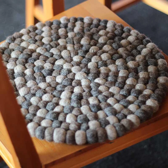 Felt Ball Seat Pad | Natural Grey Chair