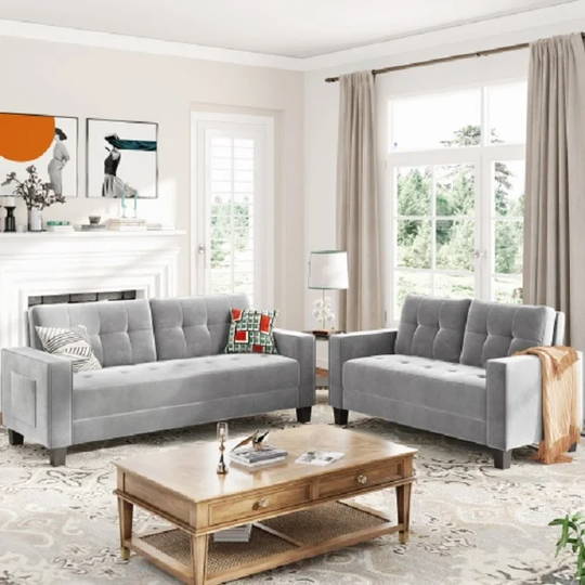 Morden Style Sofa Set Couch Furniture Upholstered Loveseat and Three Seat Sofa for Home or Office (2+3 Seat)
