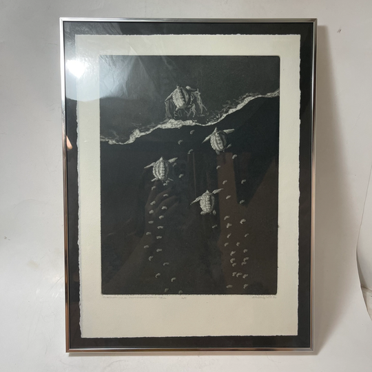 Painting By E.s. Allighan/Ink Water Color Turtles in The Sea Black & White #theshopsinuptown Sw#dn