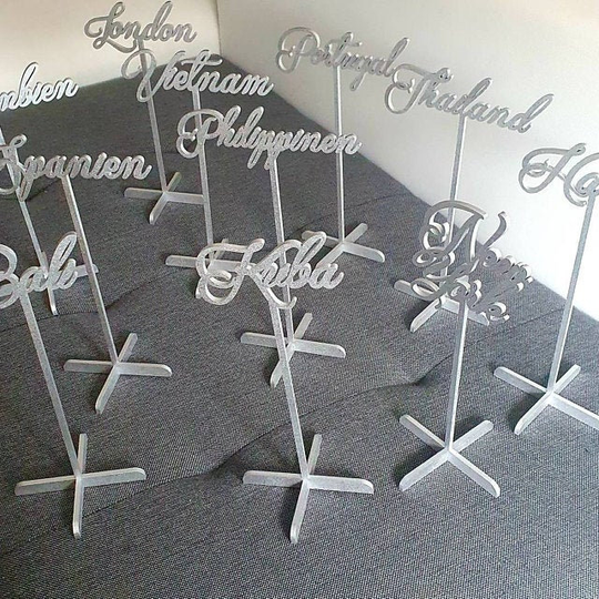 Table Names Personalised Wedding Signs Numbers Decorations Laser Cut Centerpiece Stands Cities Cards Tags Holders Decor Script