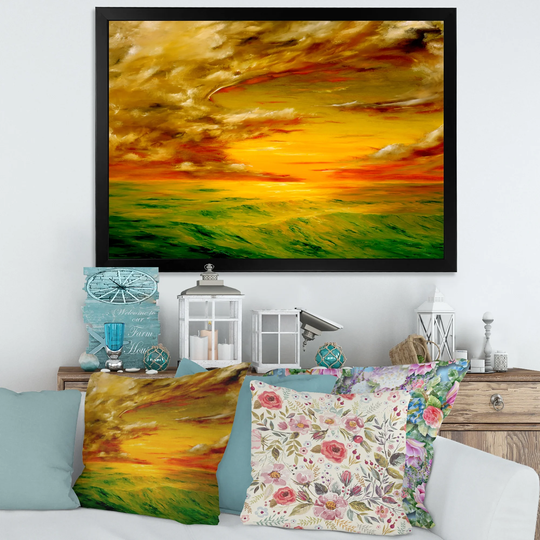 Designart 'Bright & Colorful Sunset At Santa Rosa California' Farmhouse Framed Art Print