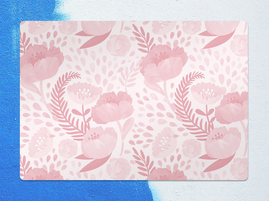 Shabby Poppy Chair Mat, Pink Protective White Splat Floral Vinyl Floor Flooring, Gift Idea
