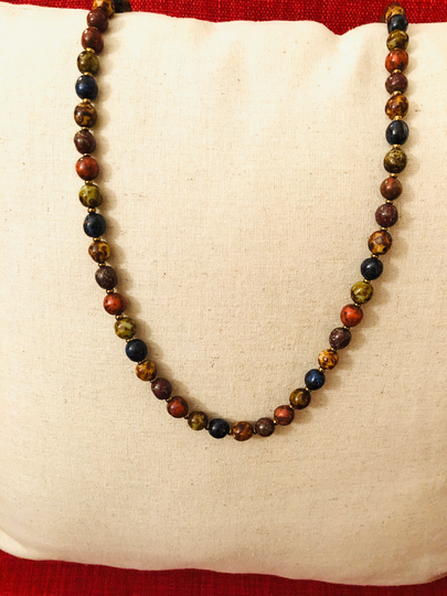 Vintage Multi Colored Beads 15 Inch Gemstone Necklace