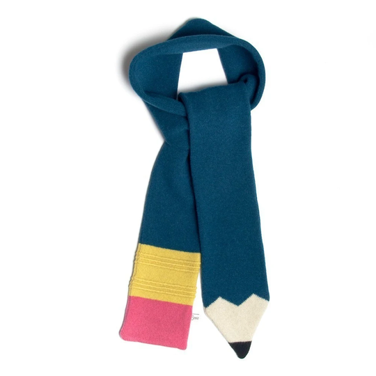 Lambswool Petrol Blue Pencil Scarf - Made To Order