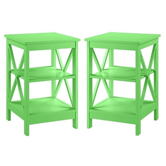 End Table with Shelves in Lime Green Finish - Set of 2 - 54 x 84