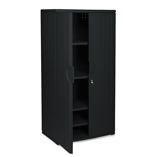 Rough N Ready Storage Cabinet, Four-Shelf, 36 x 22 x 72, Black - 36" x 22" x 72"