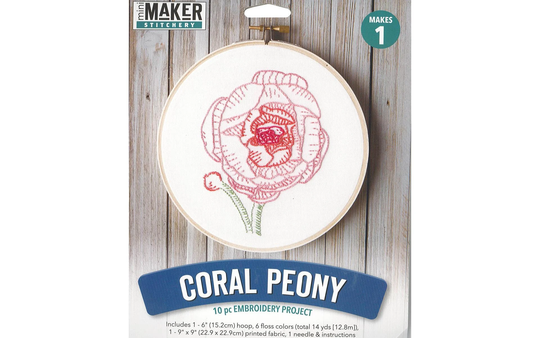 Leisure Arts Coral Peony 6" Embroidery Kit