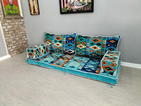 Luxury Floor Sofa, Floor Cushions, Turkish Home Decor, Oriental Couch, Floor Corner Sofa, Arabic Seating, Bohemian Furniture, Indoor