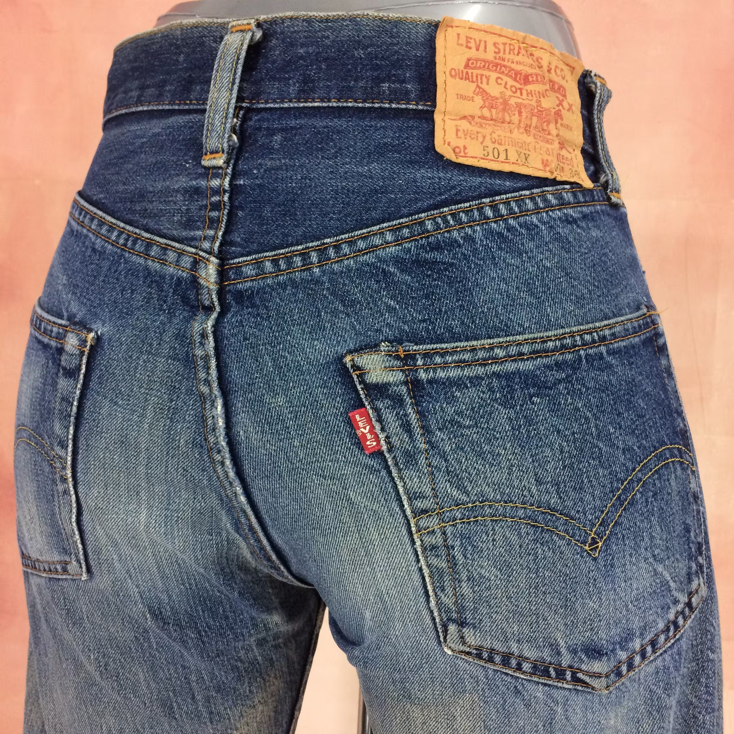 Sz 27 Vintage Levis 501xx Big E Selvedge Jeans High Waisted 90S Redline Distressed Dirty Ripped Mom Boyfriends Made in Usa