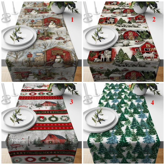 Winter Themed Table Runner, Snowman Kitchen Merry Christmas Top, Sheep Cloth, Xmas Tree Decor, Home Decor