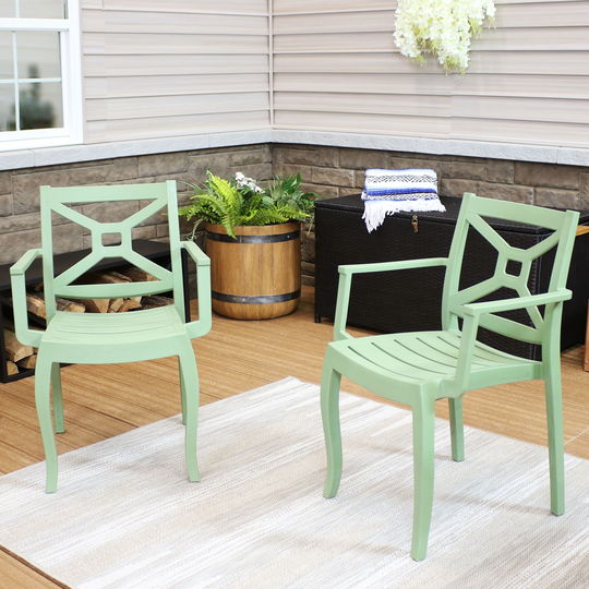 Sunnydaze Tristana Plastic Outdoor Patio Arm Chair - N/A