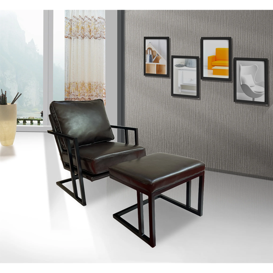 Sofa Chair Modern Style Soft Comfortable Lounge Chair with Stool Brown