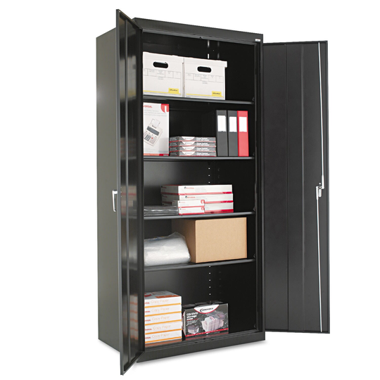 Assembled 78" High Heavy-Duty Welded Storage Cabinet, Four Adjustable Shelves, 36 x 24, Black - 36" x 24"