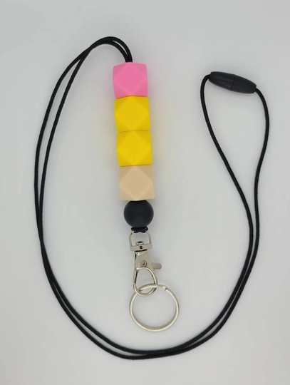 Pencil Shaped Silicone Beaded Lanyard | Id Badge Holder Teacher Appreciation Gift For