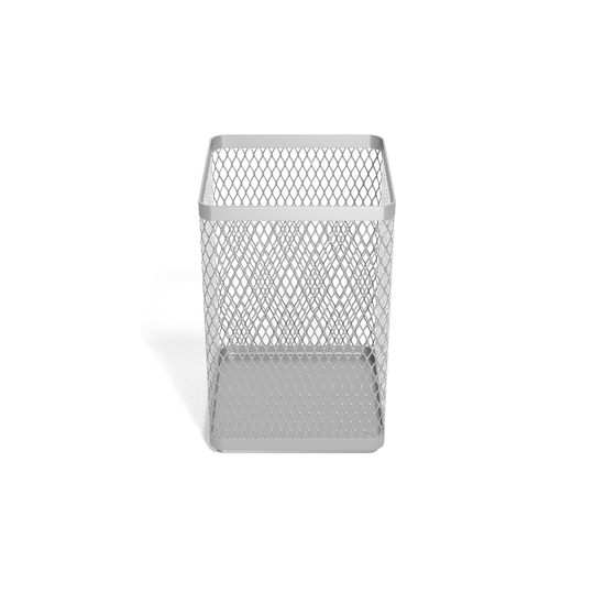 TRU RED Silver Stackable Wire Mesh Jumbo Pencil Holder - 6.69" x 4.33" x 4.33"