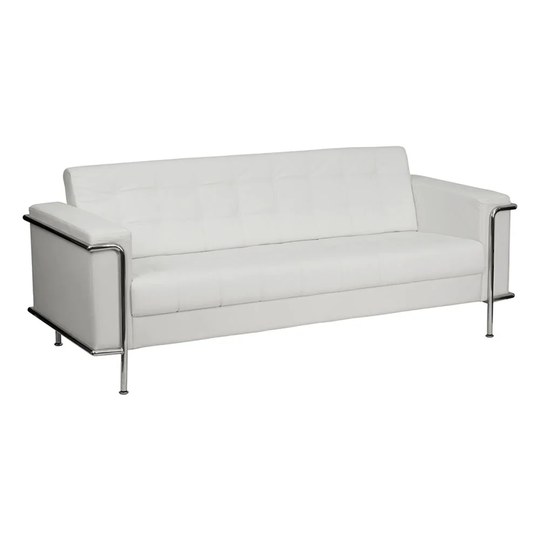 Offex HERCULES Lesley Series Contemporary White Leather Sofa with Encasing Frame [OF-ZB-LESLEY-8090-SOFA-WH-GG]