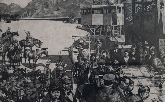 David Itchkawich | American B. 1937 "The Signing Of The Wastelands Treaty", Etching 1983, Pencil Signed. | Free Shipping