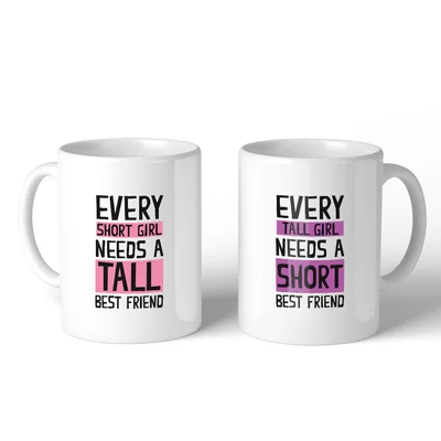 Hendershot Tall Short Friend BFF 2 Piece Coffee Mug Set