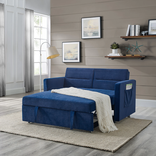 Velvet Padded Seat Loveseats Sofa Bed Versatile Pull out Sleeper Sofa Adjsutable Back