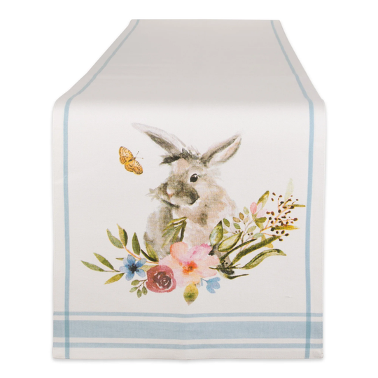 72" Table Runner with Printed Garden Bunny Design