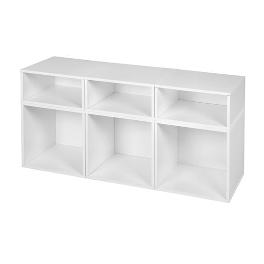 Noble Connect Storage Set- 3 Full Cubes/3 Half Cubes- White Wood Grain