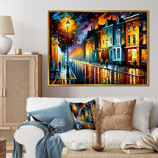 Designart 'Colorful City Vibrant Radiant II' Cityscapes Framed Canvas Art Print