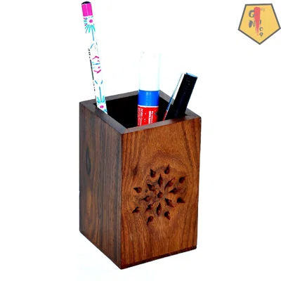 Wood Stand For Geometric Pencil Cup | Wood Pen Pencil Holder | Office Desk Organizer