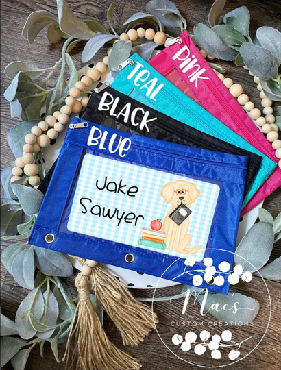Pencil Pouch, Bag, Supply Bag For Binder, Personalized, Elementary, Middle School, Kid, Back To School
