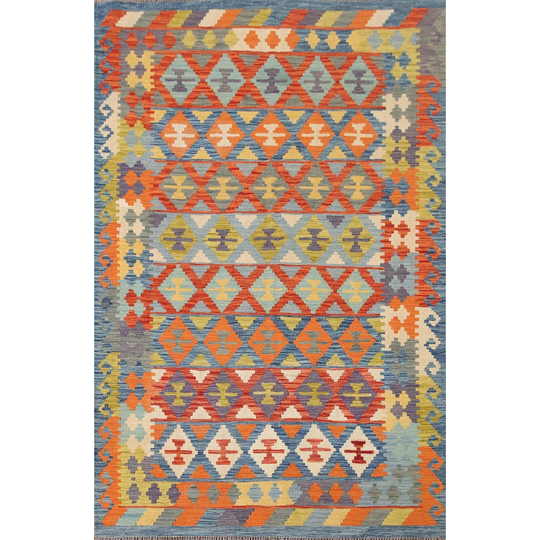 Reversible Kilim Rug Multi-Color Flatweave Wool Carpet - 5'7"x7'10"