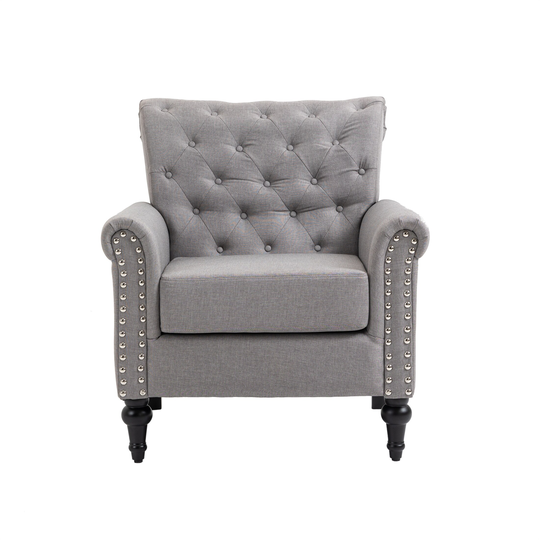 Accent Chair Velvet Armchair with Tufted Back Wood Legs