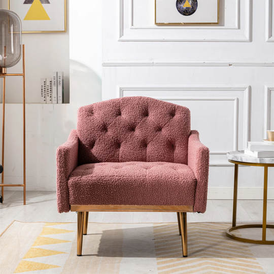 Teddy Fabric Living Room Accent Chair with Metal Legs - 31"Wx26"Dx32"H