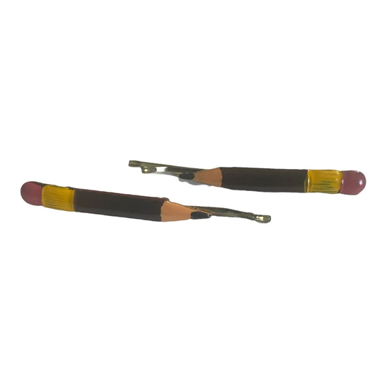1960's Vintage Brown Pencil Bobby Pins, Teacher Gift