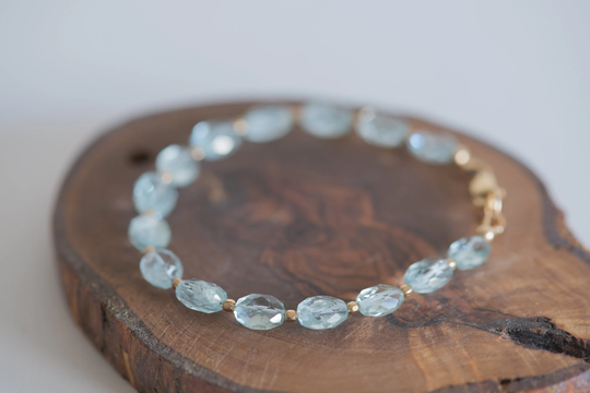 Aquamarine Bracelet, March Birthstone, Delicate Jewelry, Handmade Gemstone Jewelry