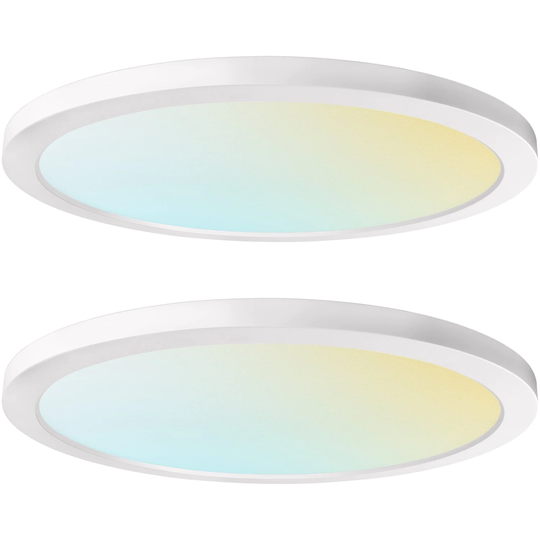 Luxrite 2 Pack Slim LED Flush Mount Ceiling Light 12" 22W 1800 Lumens 3 Color Options 1800 Lumens Wet Rated Low Profile