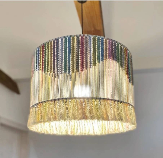 Boho Light. Nursery Chandelier, Colorful Macrame Fixture Tassel Lighting, Pendant Lampshade