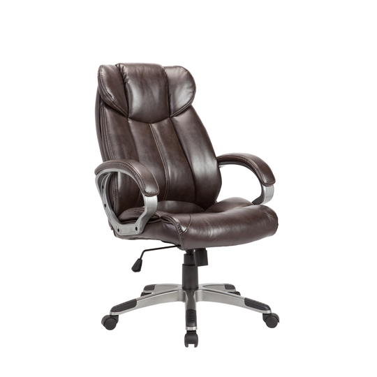 Brown Powder-coated Adjustable Swivel Office Chair