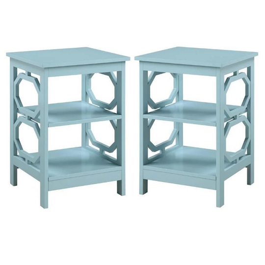 Omega End Table in Seafoam Green Wood Finish - Set of 2 - 54 x 84