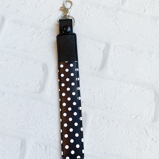 Black White Polka Dot Pen Pencil Keychain, Stylus Holder, Pen Key Chain Case, Pen Holder, Teacher Nurse Lanyard Gift Idea Under 10