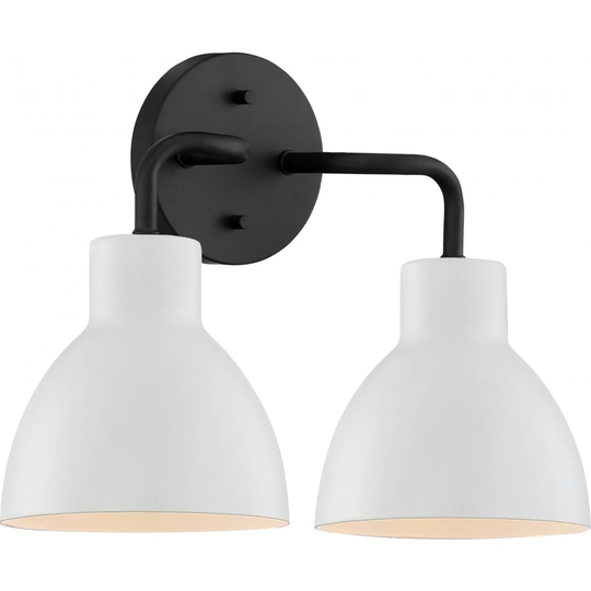 Sloan 2 Light Vanity; Matte Black Finish with White Shade