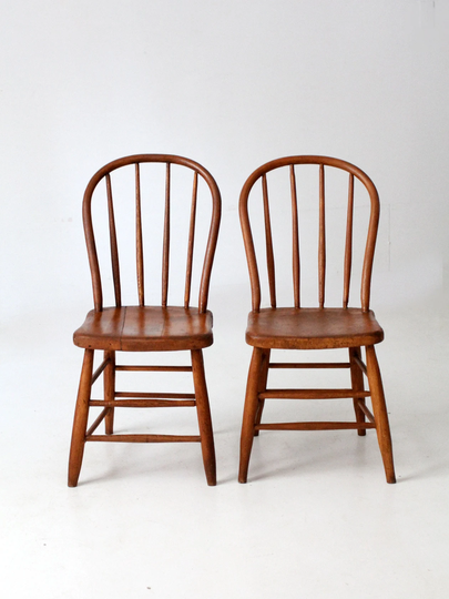 Vintage Spindle Back Dining Chairs Pair
