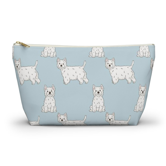 Westie Pouch, Pencil Case, Dog Teacher Bridesmaid Cosmetic Bag, West Highland White Terrier Mom Makeup Accessory Pouch