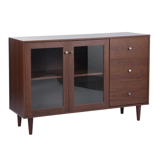 49 Inch Vintage Sideboard 2 Tiers Storage Shelves 3 Drawers