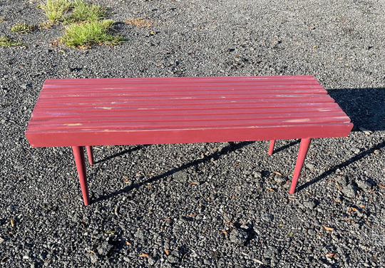 Vintage Wood Coffee Table, Slat Bench, Mid Century Furniture, Wood Table, Rustic Modern Decor, Danish Modern, Slat Mud Room
