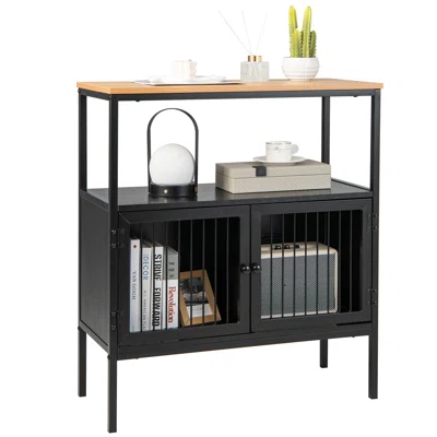 17 Stories Kitchen Server Buffet Sideboard Storage Cabinet Cupboard With 2 Doors & Open Shelf