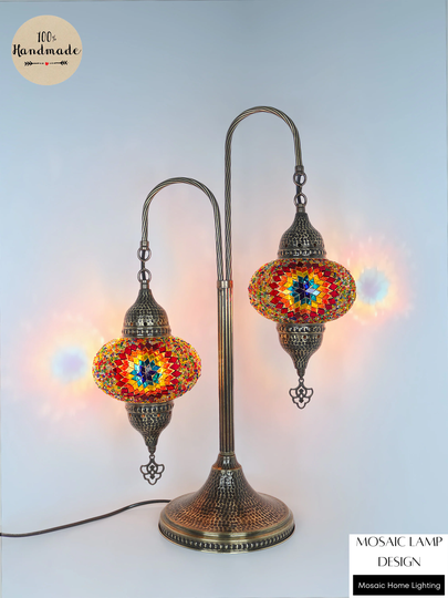 Turkish Mosaic Table Lamp, Desk Bedside Lights, Moroccan Stained Glass Colorful Lamp