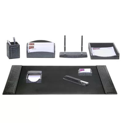 Crocodile Embossed 8 Piece Desk Set