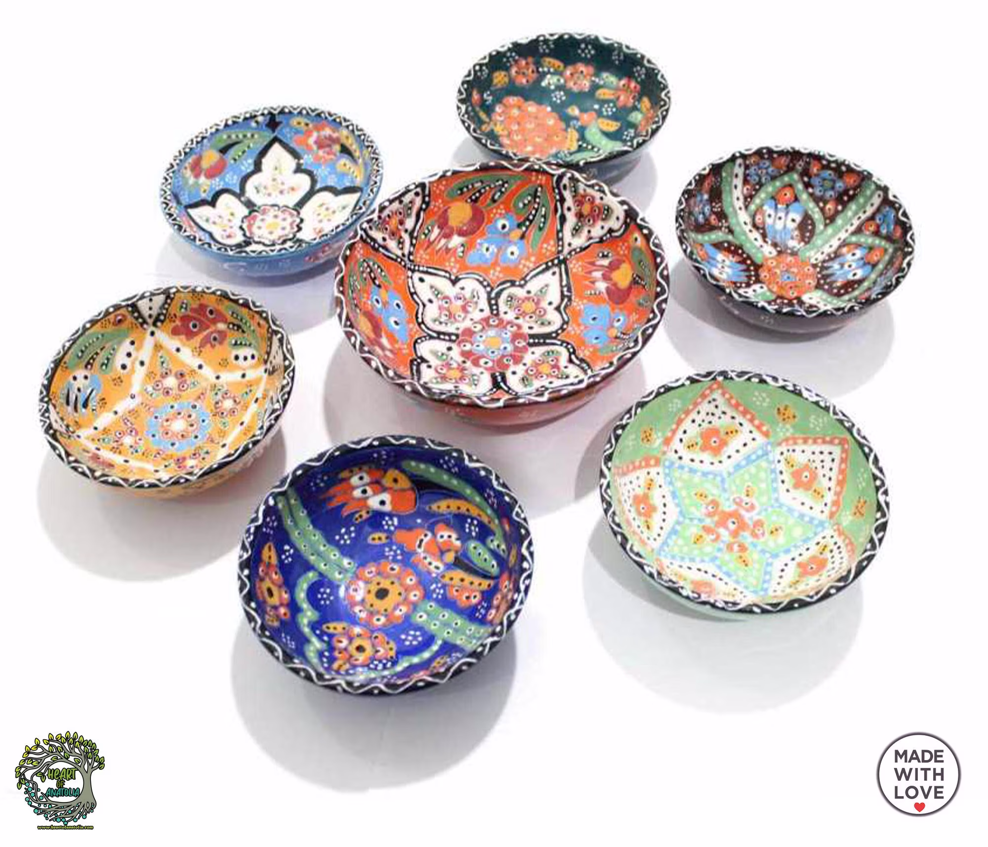 7x Chip & Dip Prep Bowls Set Colorful Mixing Tapas Nuts Breakfast Serving Nordic Nesting Unique Ceramic Dish Pottery For Gift Decorative