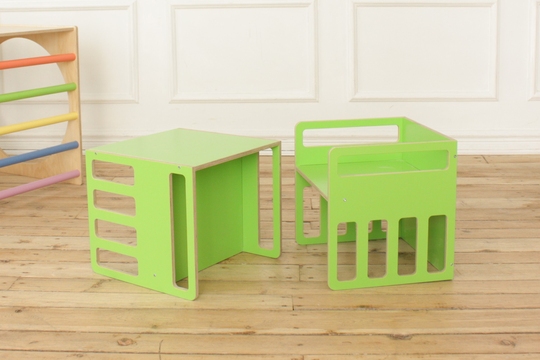 Wooden Cube Chair - Table, Montessori Furniture Can Be Used As Toddlers Bench With 2 Different Height Of Seat Or Table Desk Bedside