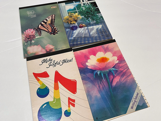 Vintage 70S-80S Bible Verse Writing Pad Stationery Letter Tablet Note Paper Lot Of 4 Flowers, Butterfly, Joyful Noise Part Used