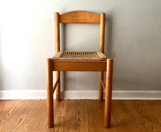 Mid Century Danish Modern Maple & Paper Cord Side Or Accent Chair